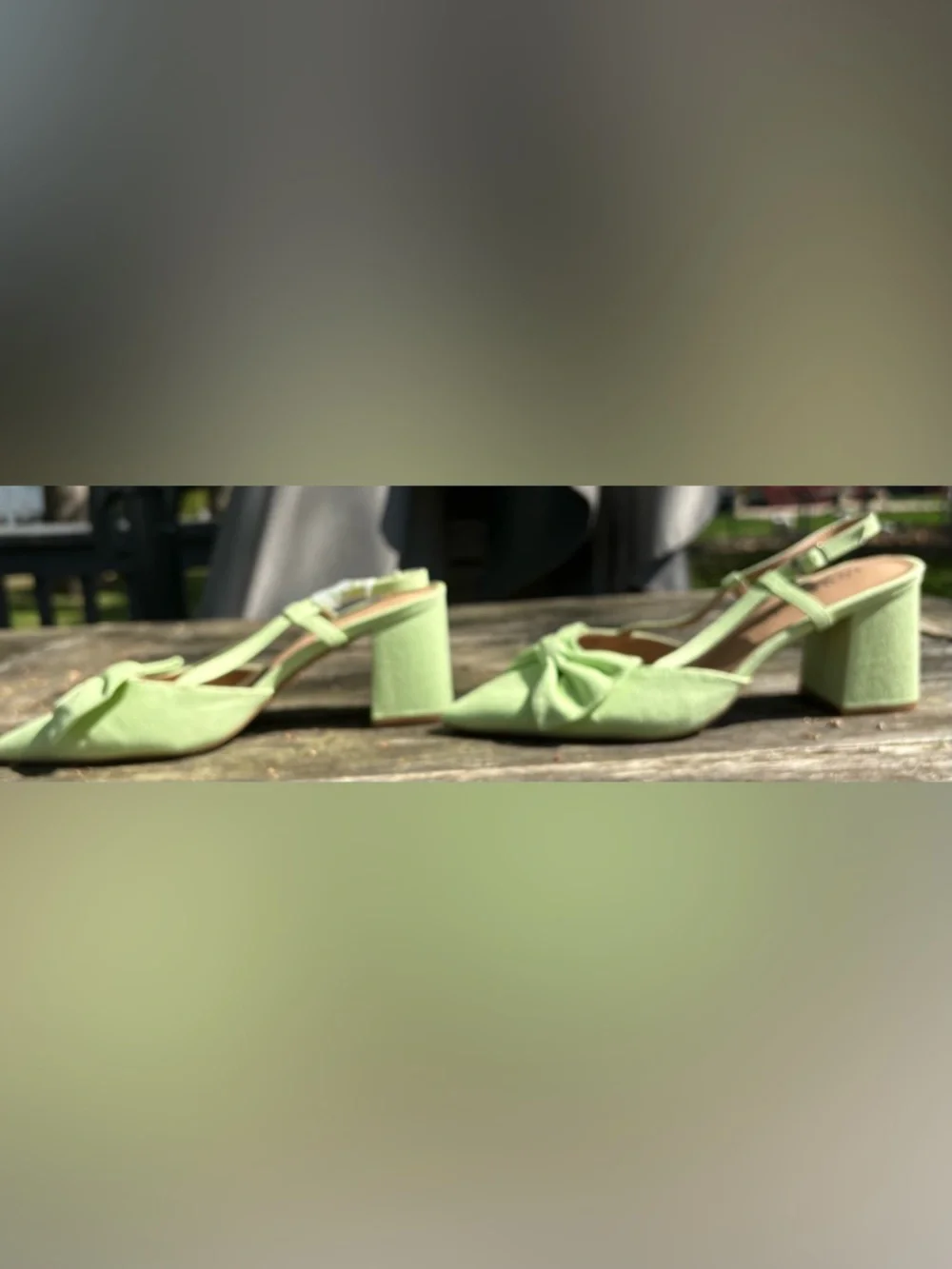 NWOT-Journee Collection Women’s Pointed Toe Bow Slingback Heels - Light Green - Picture 3 of 6